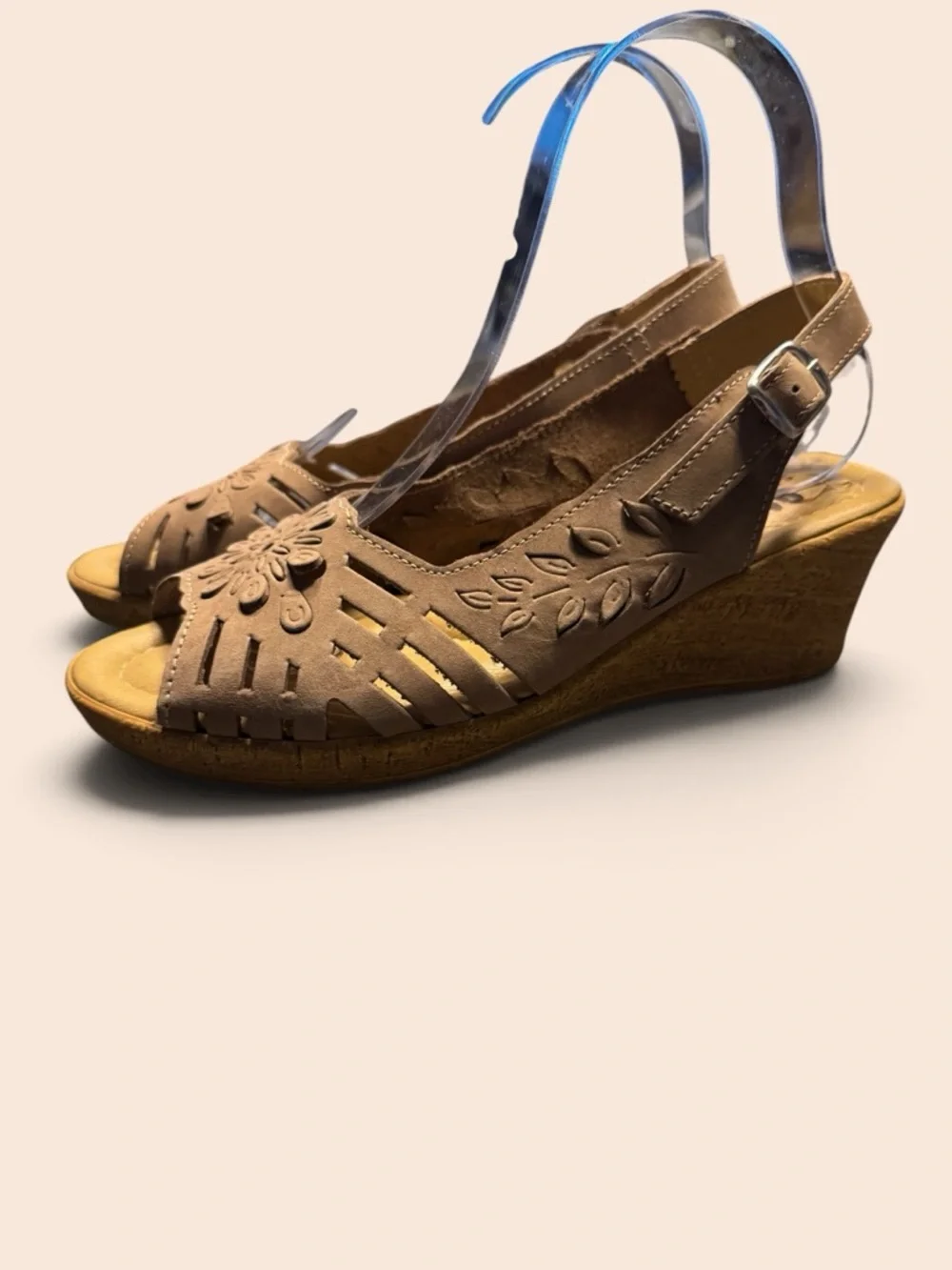Spring Step Slingback Sandals Adjustable strap wedge heel 6.5